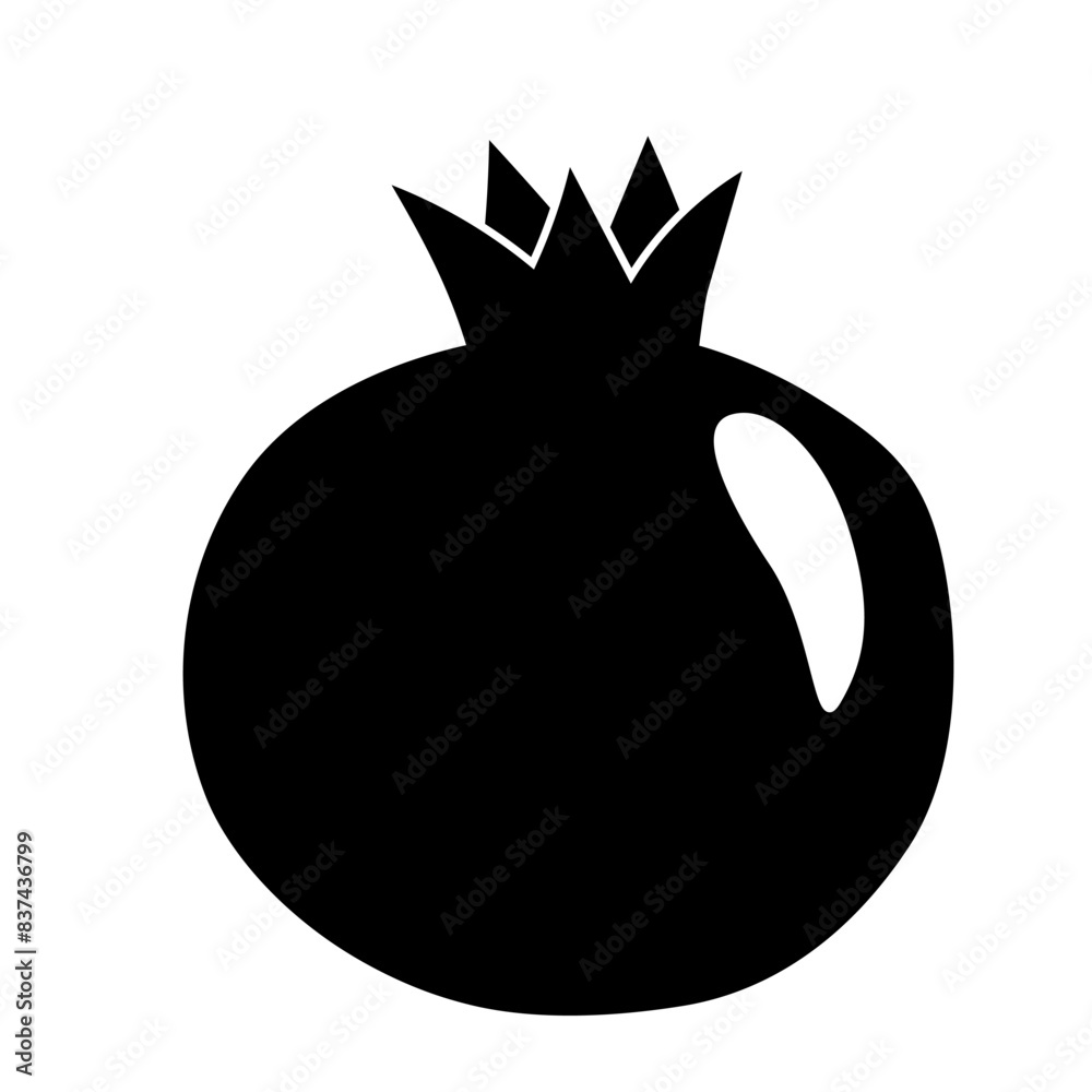 Black silhouette of pomegranate, fruit glyph icon flat vector Black silhouette of pomegranate, fruit glyph icon flat vector
