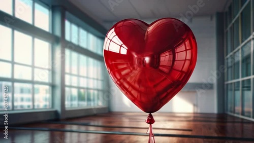 Abstract image of a heart-shaped red balloon on a blurry background in a hospital, world blood donor day,. 4k digital video created with generative ai. photo