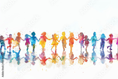 Diverse Group of Children Holding Hands