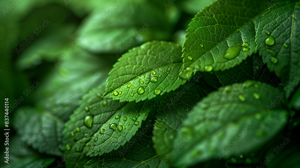 Fresh mint leaves fill the frame with their vibrant green color Fresh mint leaves fill the frame with their vibrant green color