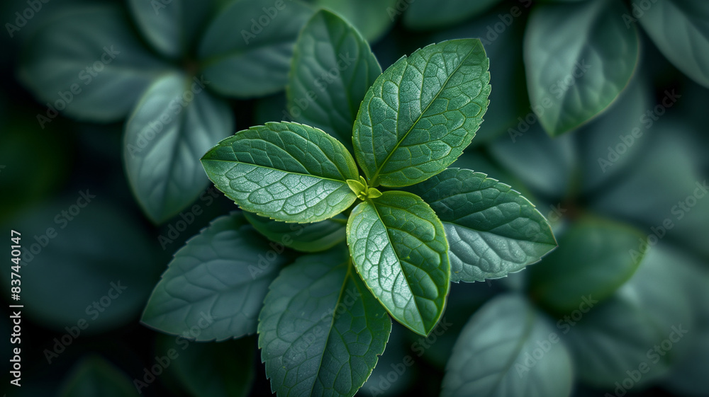 Close-up of fresh basil leaves in a garden Close-up of fresh basil leaves in a garden