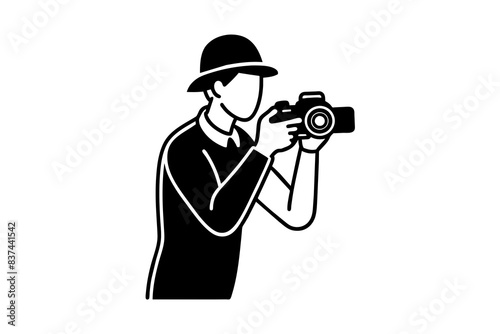 photographer man silhouette vector illustration