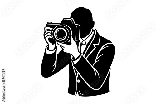 photographer man silhouette vector illustration