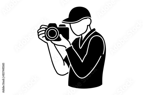 photographer man silhouette vector illustration