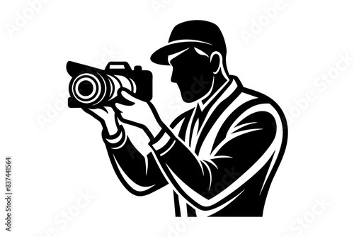 photographer man silhouette vector illustration