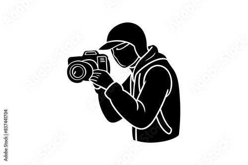 photographer man silhouette vector illustration