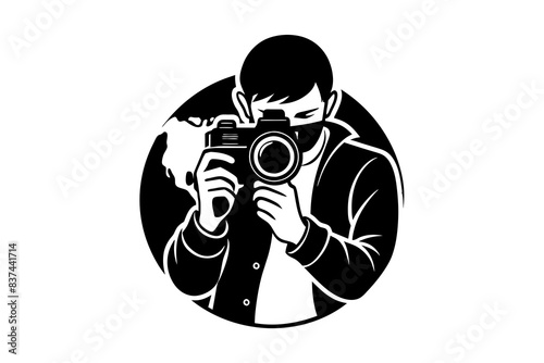 photographer man silhouette vector illustration