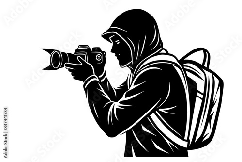 photographer man silhouette vector illustration