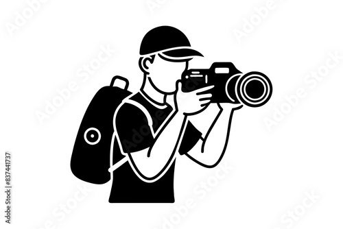 photographer man silhouette vector illustration