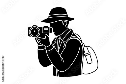 photographer man silhouette vector illustration