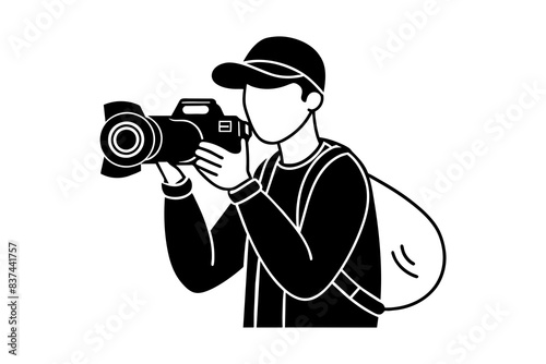 photographer man silhouette vector illustration