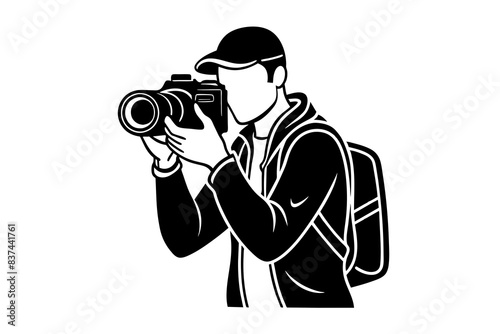 photographer man silhouette vector illustration