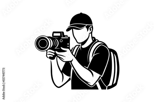 photographer man silhouette vector illustration