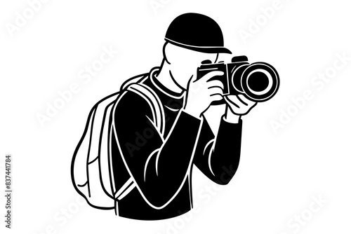 photographer man silhouette vector illustration