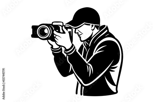 photographer man silhouette vector illustration
