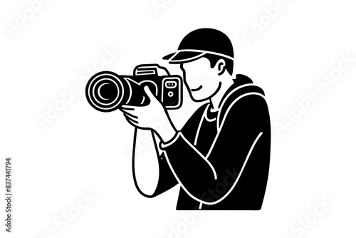 photographer man silhouette vector illustration