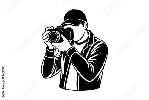 photographer man silhouette vector illustration