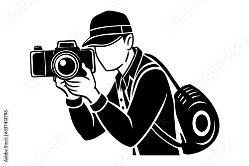photographer man silhouette vector illustration