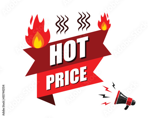 megaphone with Hot price speech bubble, business design, marketing, announcement, discount, cashback. creative banner. editable vector eps 10.