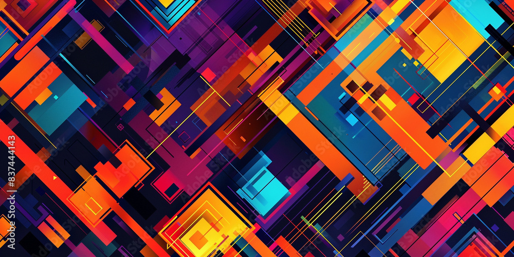 Colorful abstract background with geometric shapes and lines in vibrant colors Colorful abstract background with geometric shapes and lines in vibrant colors