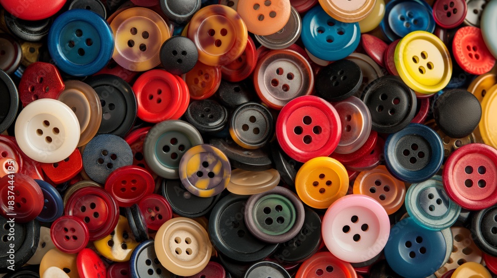 Colorful plastic buttons in a close up view. Colorful plastic buttons in a close up view.