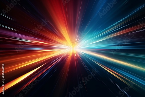 Vivid abstract background with dynamic light streaks creating a mesmerizing effect of motion and energy in vibrant colors.