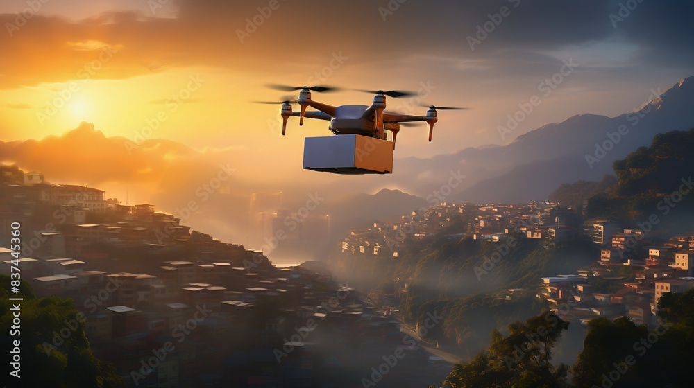 delivery by drone technology transportation concept 