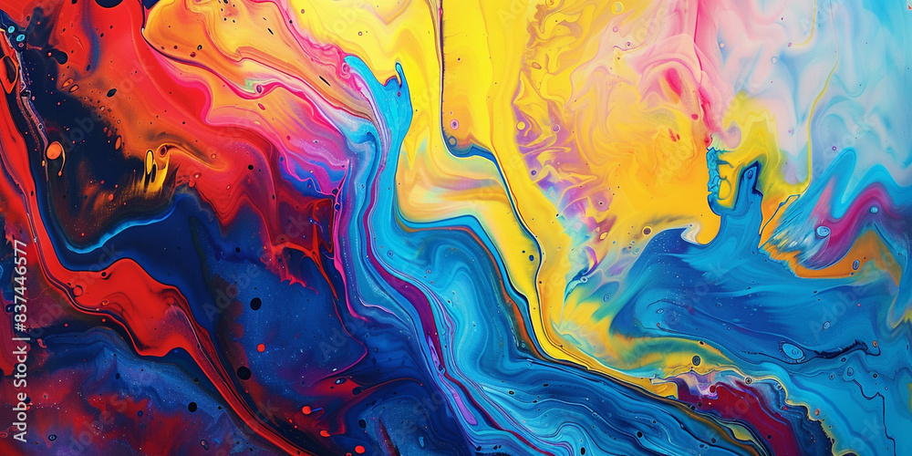 Abstract colorful fluid acrylic painting
