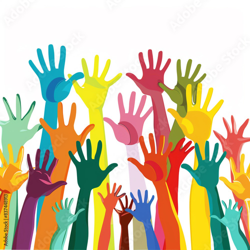 A group of people are holding hands together. Concept of unity and togetherness
