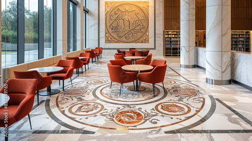 Timeless beauty encapsulated in the form of a captivating marble mosaic within a university setting
