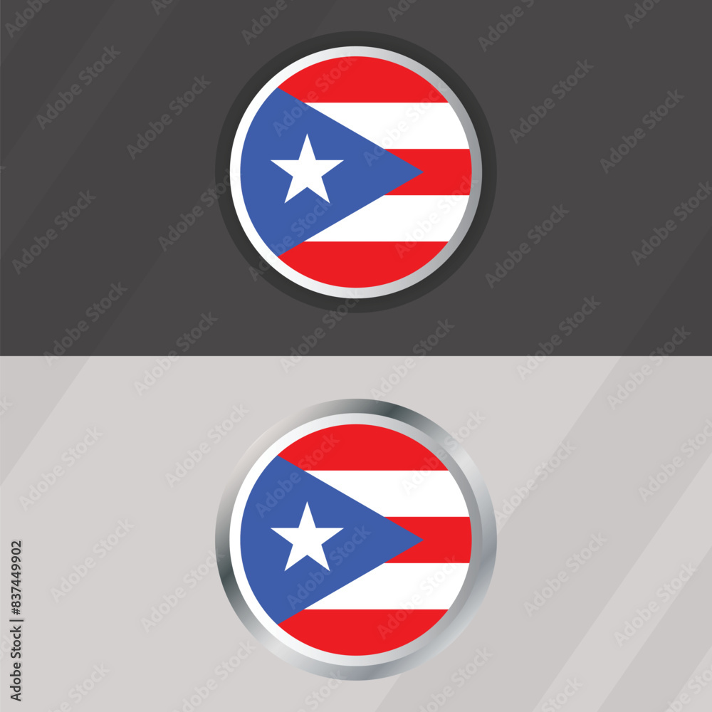 Obraz premium Vector Puerto Rico Round Flag Template