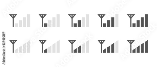 Phone signal icon in flat style. Gsm network level concept
