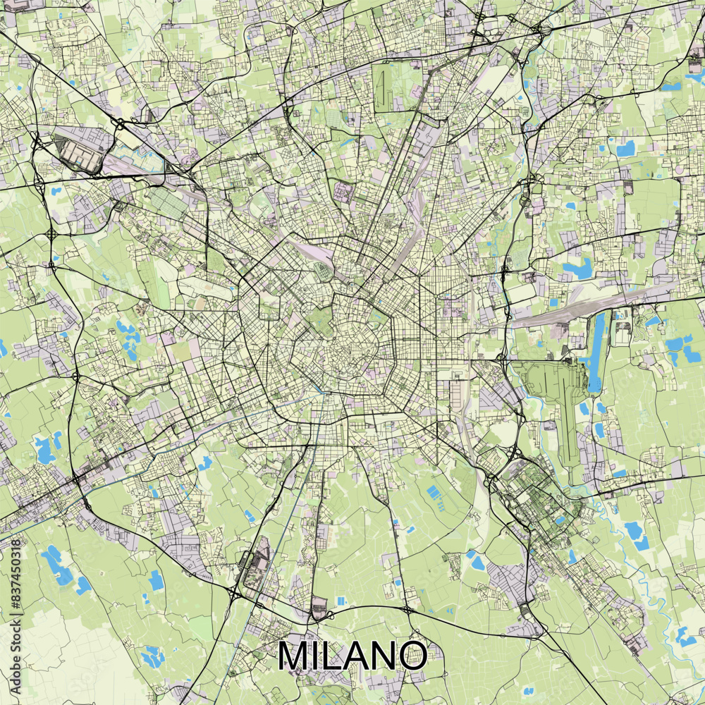 Obraz premium Milano, Italy map poster art