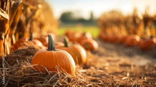 Pumpkin on a field in autumn