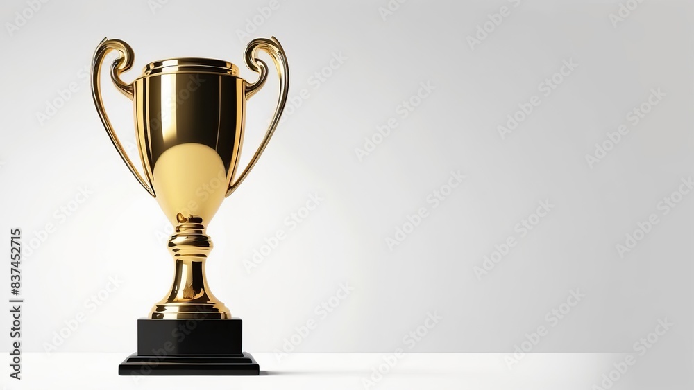 Golden minimalist trophy on white background, perfect for award ceremonies Golden minimalist trophy on white background, perfect for award ceremonies