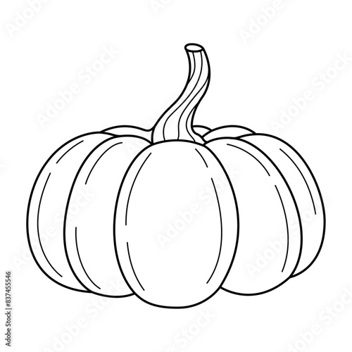 Hand Drawn pumpkin line art. Pumpkin doodle icon. Black and white Pumpkin vector illustration. Perfect For Poster, Greeting Card, Coloring page for kids and adults. 