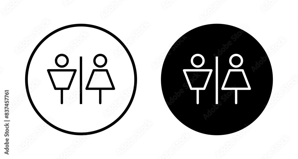 Toilet icon vector isolated on white background. Toilet sign. Man and woman restroom sign vector. Male and female icon Toilet icon vector isolated on white background. Toilet sign. Man and woman restroom sign vector. Male and female icon