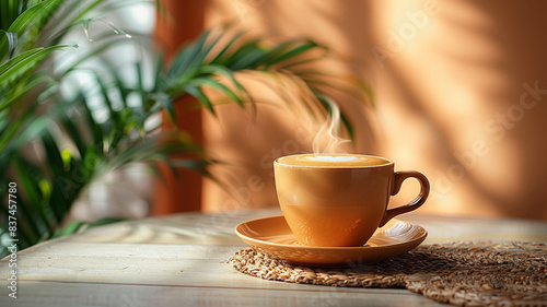 Wallpaper Mural Cup of coffee with sticks on table Torontodigital.ca