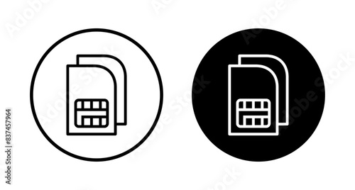 Sim card icon vector isolated on white background. Mobile slot icon. Mobile cellular phone sim card chip.