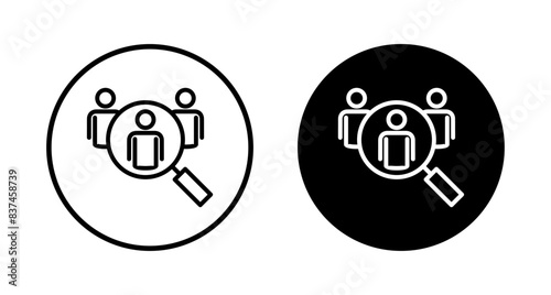 Hiring icon vector isolated on white background. Human resources concept. Recruitment. Search job vacancy icon. Hire. Find people icon