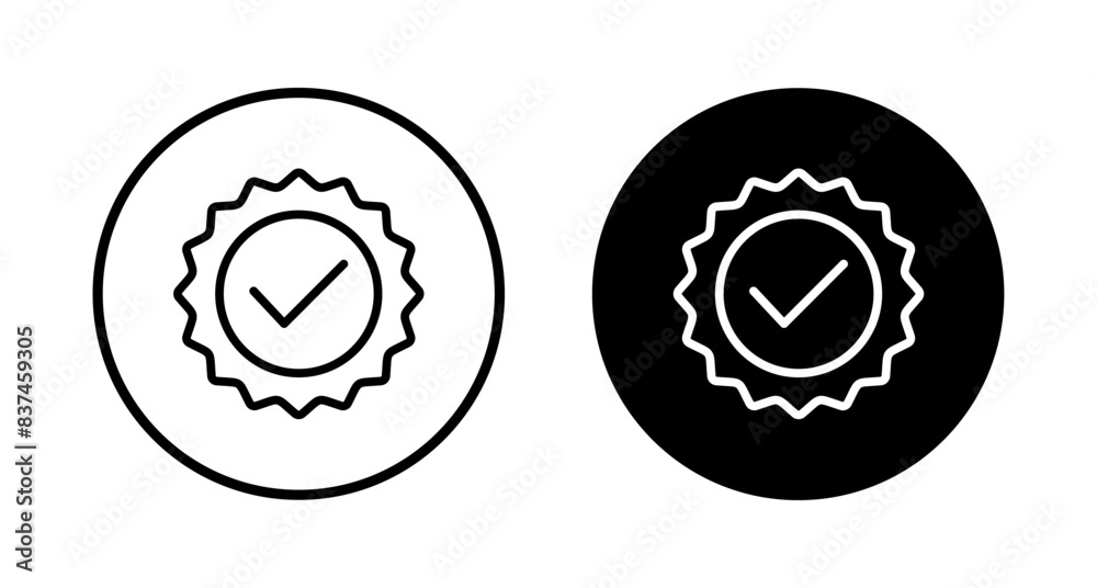 Approved icon vector isolated on white background. Certified Medal Icon vector. check mark Approved icon vector isolated on white background. Certified Medal Icon vector. check mark