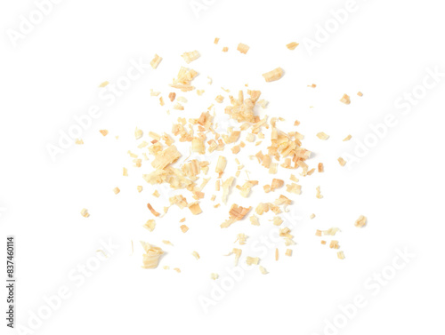 Fotografía Natural sawdust isolated on white, top view