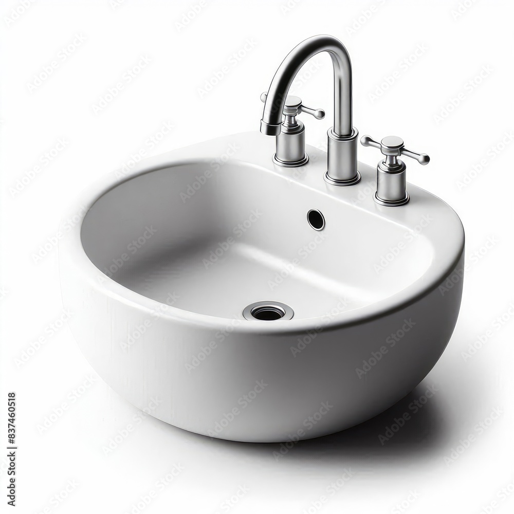 Fototapeta premium White sink isolated on a white background