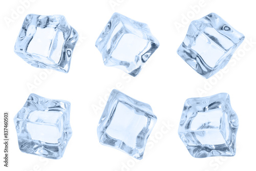 Crystal clear ice cubes isolated on white, set © New Africa