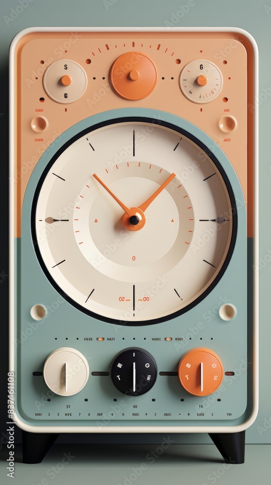 Alarm clock flat design side view smart alarm theme animation Splitcomplementary color scheme Alarm clock flat design side view smart alarm theme animation Splitcomplementary color scheme