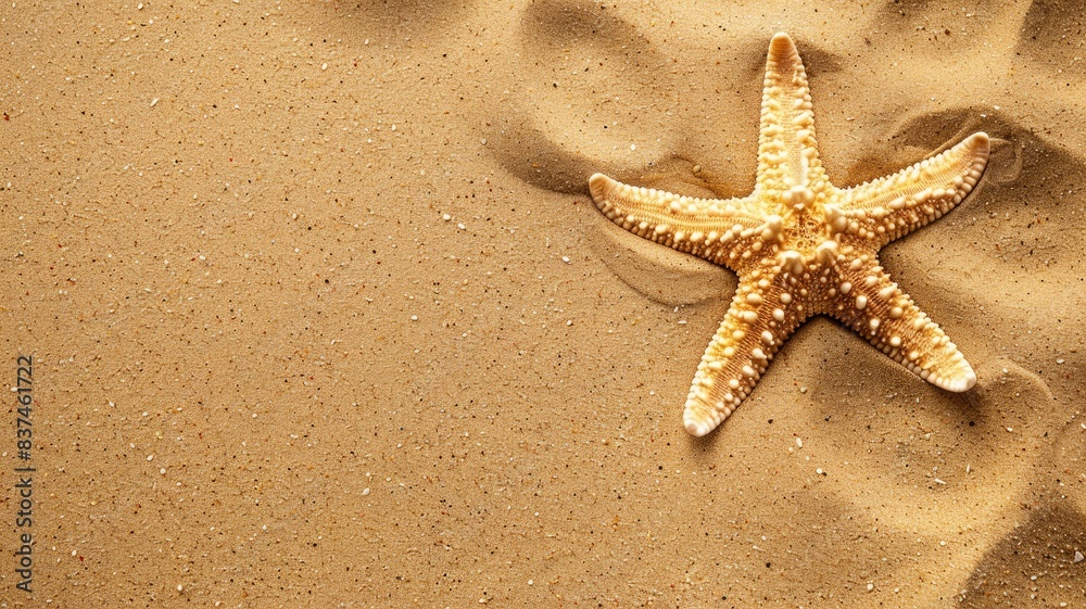 Starfish on sandy beach, displaying natural textures Starfish on sandy beach, displaying natural textures