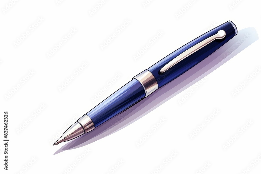 Ballpoint pen flat design, side view, everyday use theme, watercolor, Monochromatic Color Scheme Ballpoint pen flat design, side view, everyday use theme, watercolor, Monochromatic Color Scheme