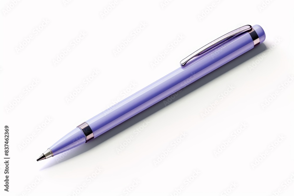 Ballpoint pen flat design, side view, everyday use theme, watercolor, Monochromatic Color Scheme