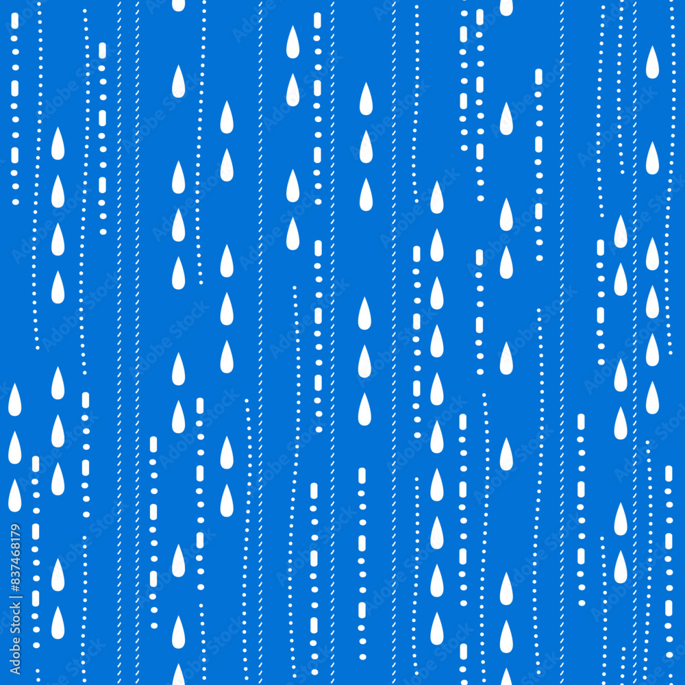 Fototapeta premium Raindrop Blue Drizzle Symphony Vector Pattern