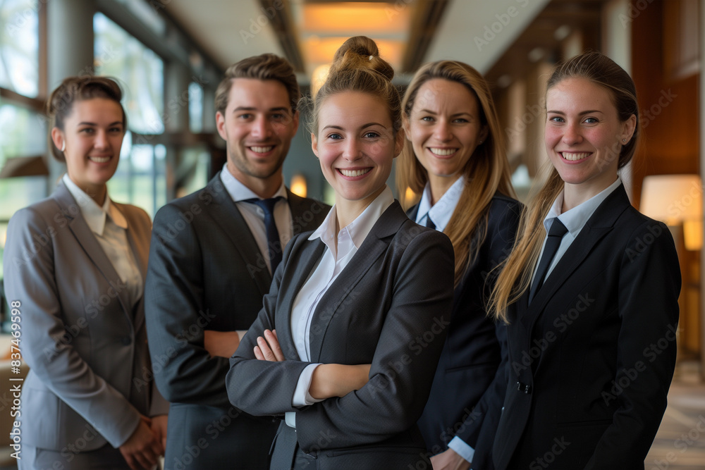 Photography of Belgium team of professional workers in a modern hotel.
Photography of Belgium team of professional workers in a modern hotel.